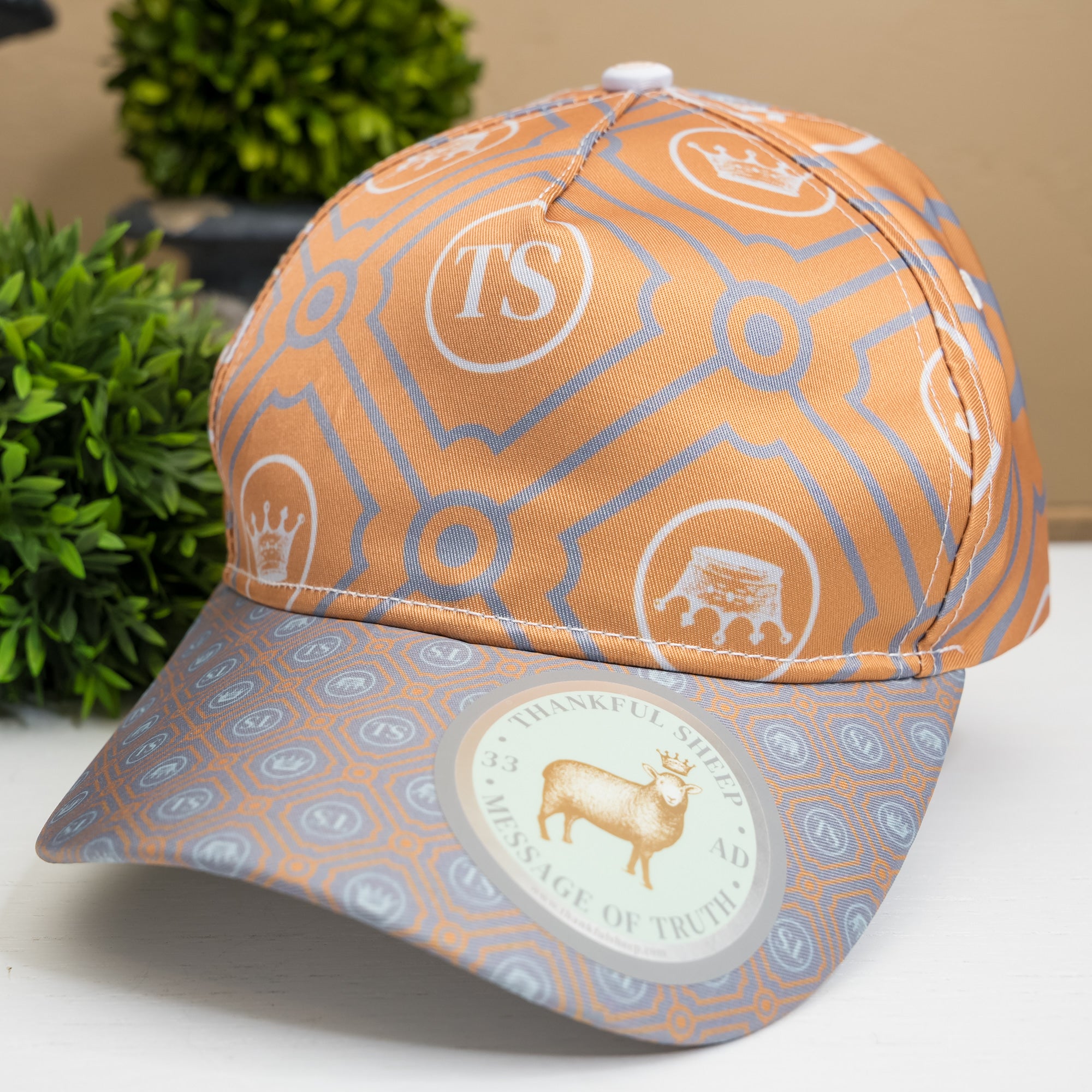 Thankful Sheep Printed Peaked Cap