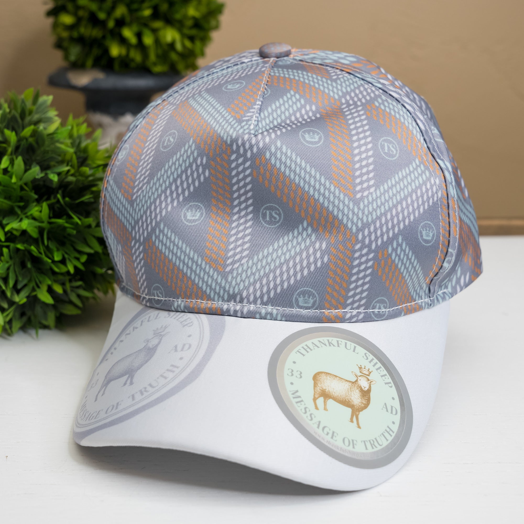 Thankful Sheep Patterned Peaked Hat