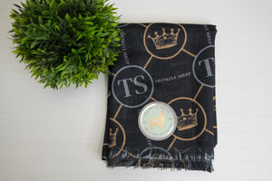 Thankful Sheep Circle Icons Scarf Black/Gold/Gray