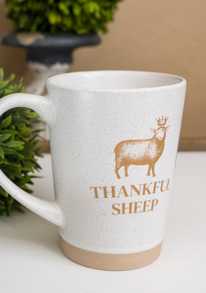 Thankful Sheep Speckled Clay Mug  Ssshhh God is speaking...