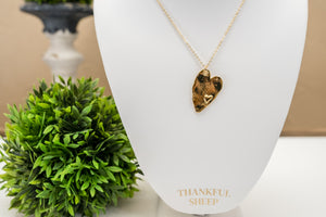 Thankful Sheep Organic Bubbled Elongated Heart Necklace.