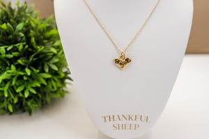 Thankful Sheep Small Hammered Puffy Heart