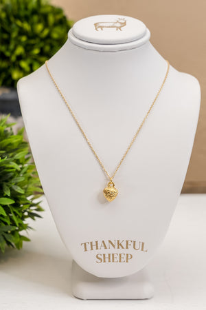 Thankful Sheep Small Puffy Scrolls Heart Necklace