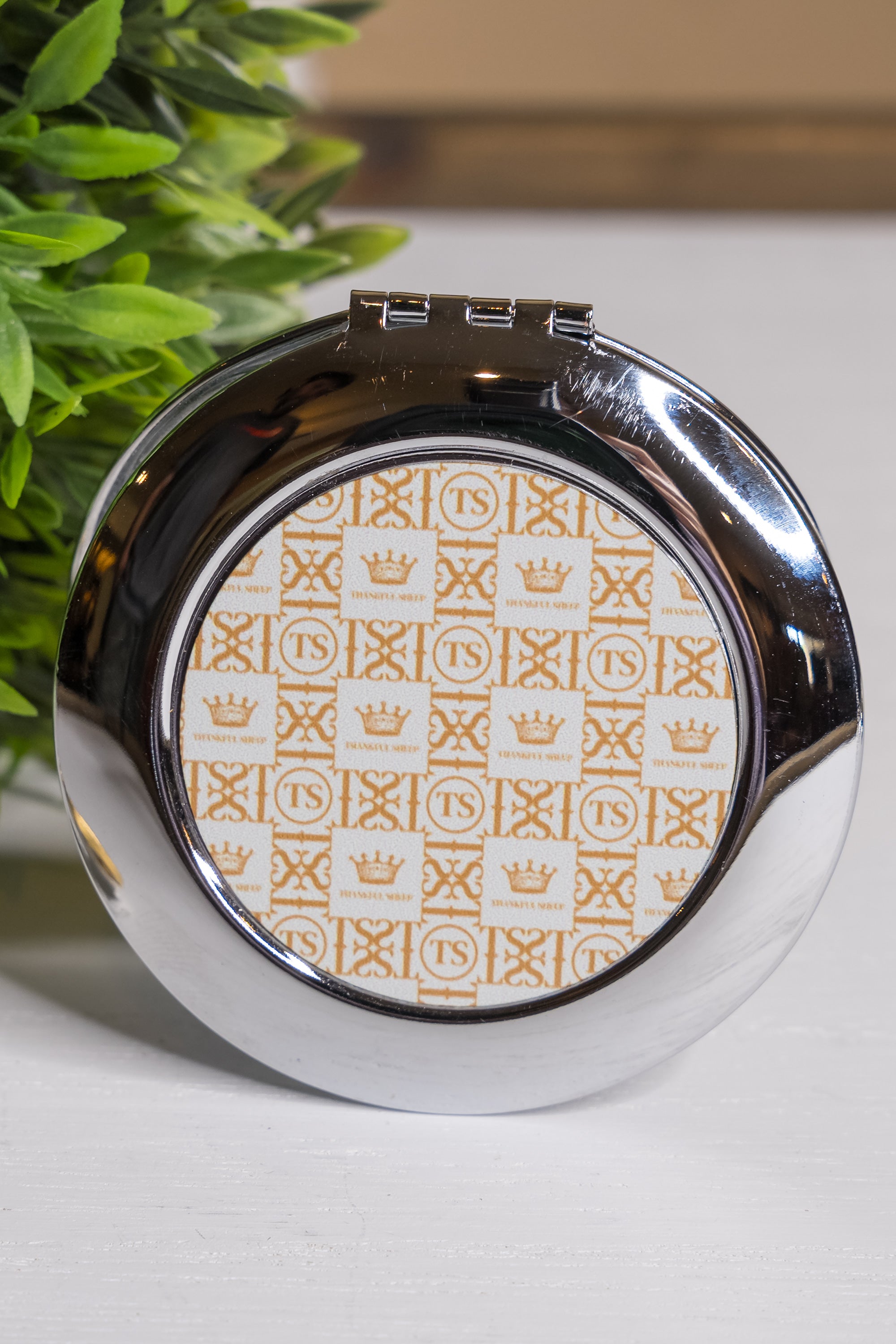 Thankful Sheep Icons Compact Mirror Light Gray/Gold