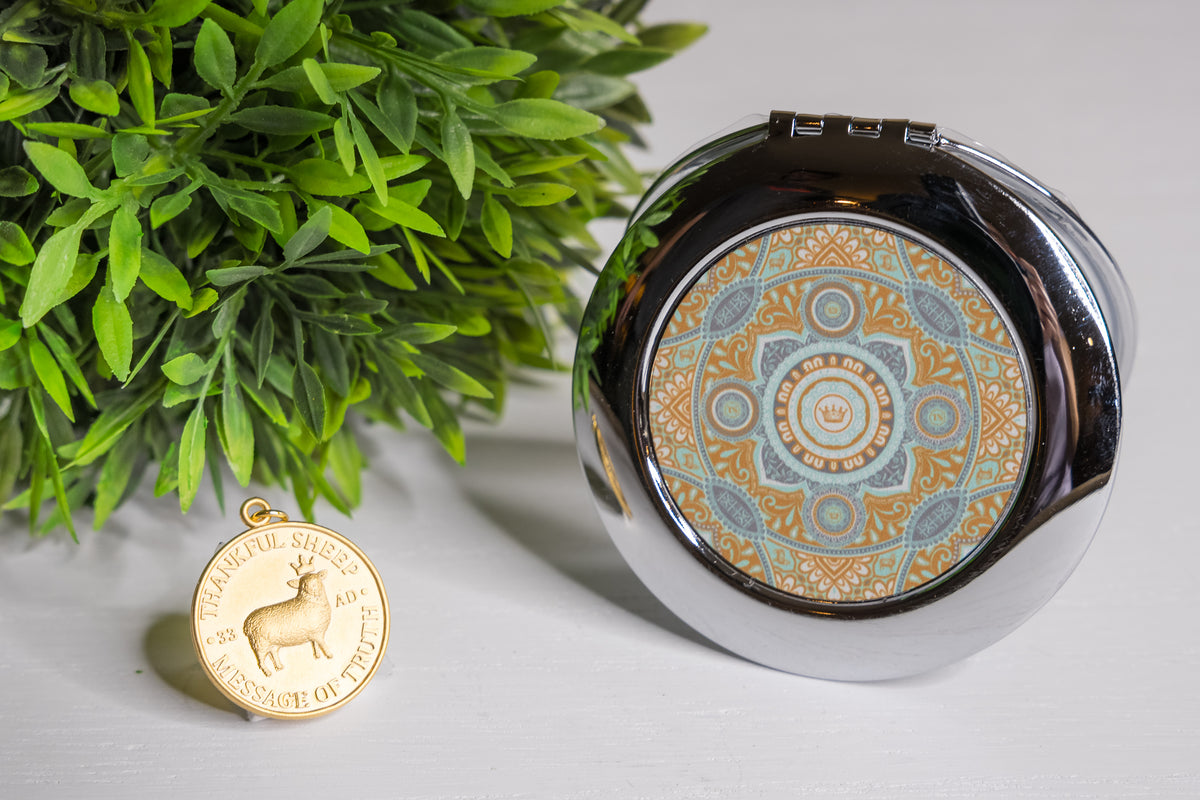 Thankful Sheep Harmony Compact Mirror  Gold