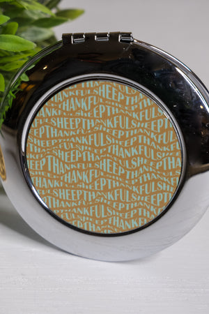 Thankful Sheep All Over Sheep Compact Mirror Gold/Blue