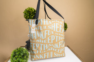 Thankful Sheep All Over Sheep Tote Gold/Blue