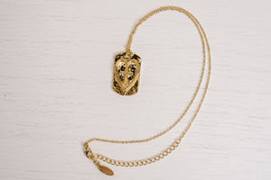 Thankful Sheep Cross in Heart on Hammered Tag Necklace