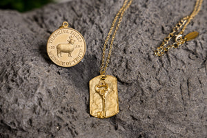 Thankful Sheep Key on Hammered Tag Necklace
