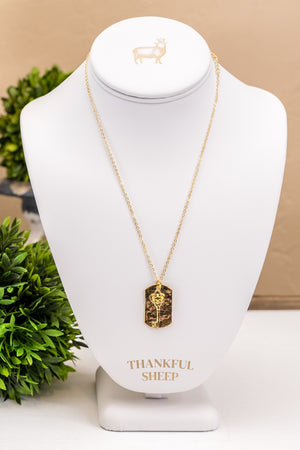 Thankful Sheep Key on Hammered Tag Necklace