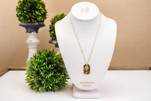 Thankful Sheep Key on Hammered Tag Necklace