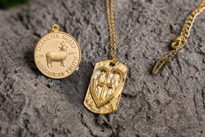 Thankful Sheep Cross in Heart on Hammered Tag Necklace