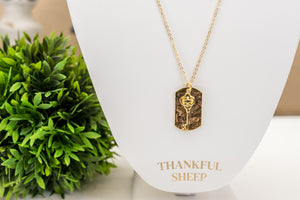 Thankful Sheep Key on Hammered Tag Necklace