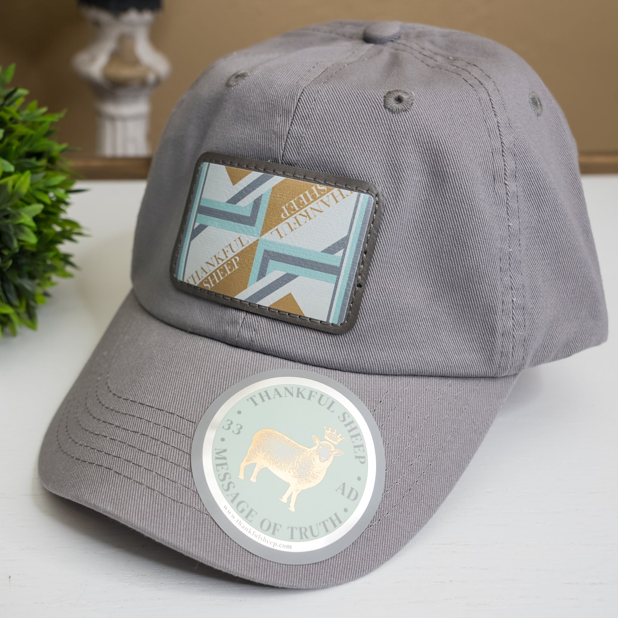 Thankful Sheep Bold Sheep Dad Hat Light Gray/Gold/Blue/Gray