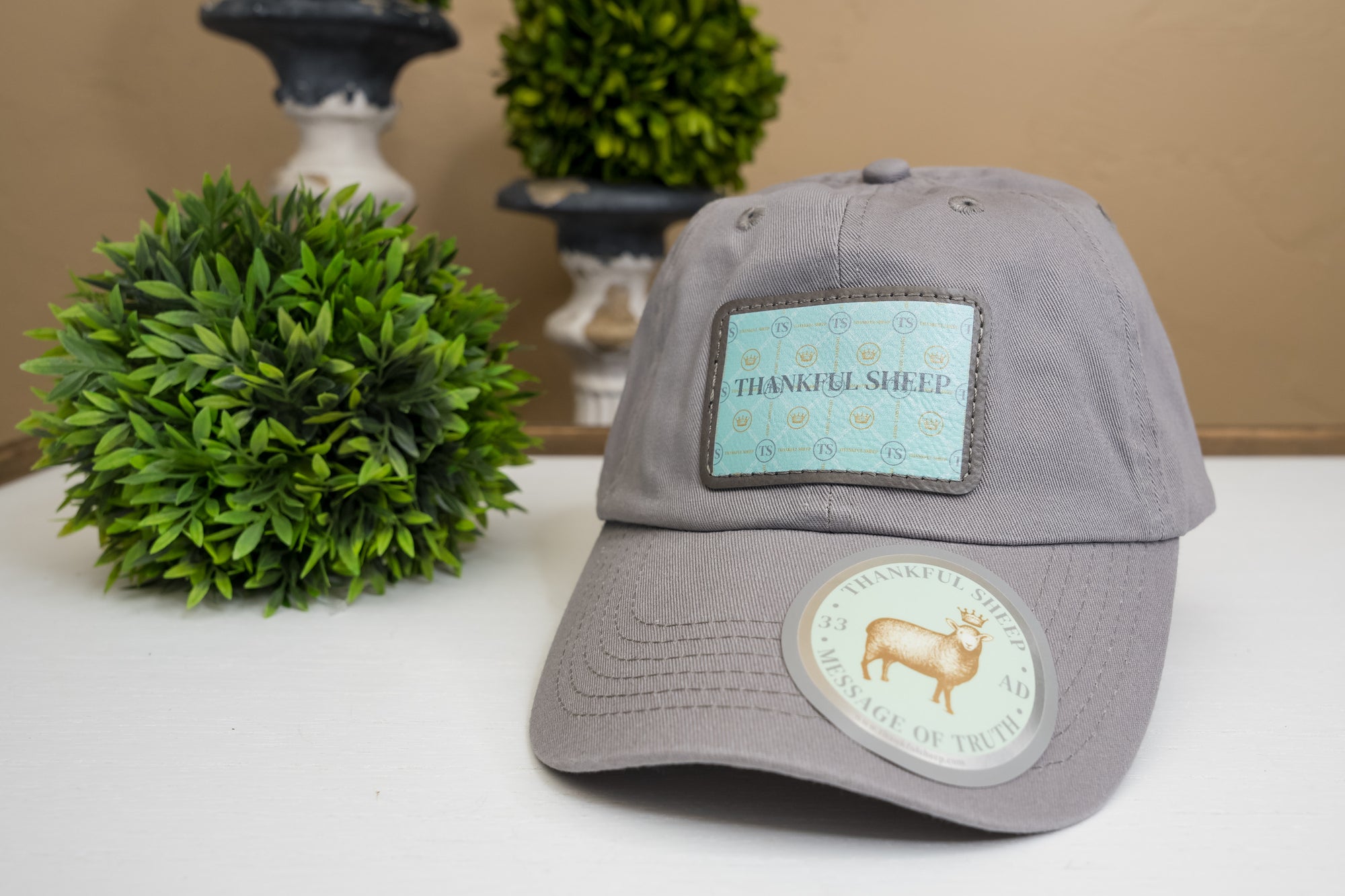 Thankful Sheep Circle Icons Patch Dad Hat  Blue/Gold/Gray/Light Gray