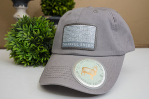 Thankful Sheep Interlock Patch Dad Hat Gray/Light Gray