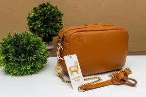 Thankful Sheep Leather Crossbody in Camel