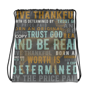 Thankful Sheep Be Real Drawstring Backpack