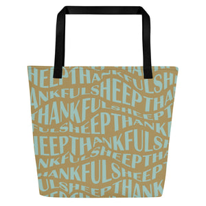 Thankful Sheep All Over Sheep Tote Gold/Blue