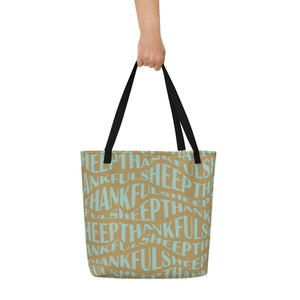 Thankful Sheep All Over Sheep Tote Gold/Blue