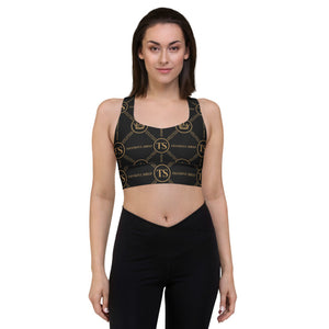 Thankful Sheep Circle Icons Longline Sports Bra  Black/Gold