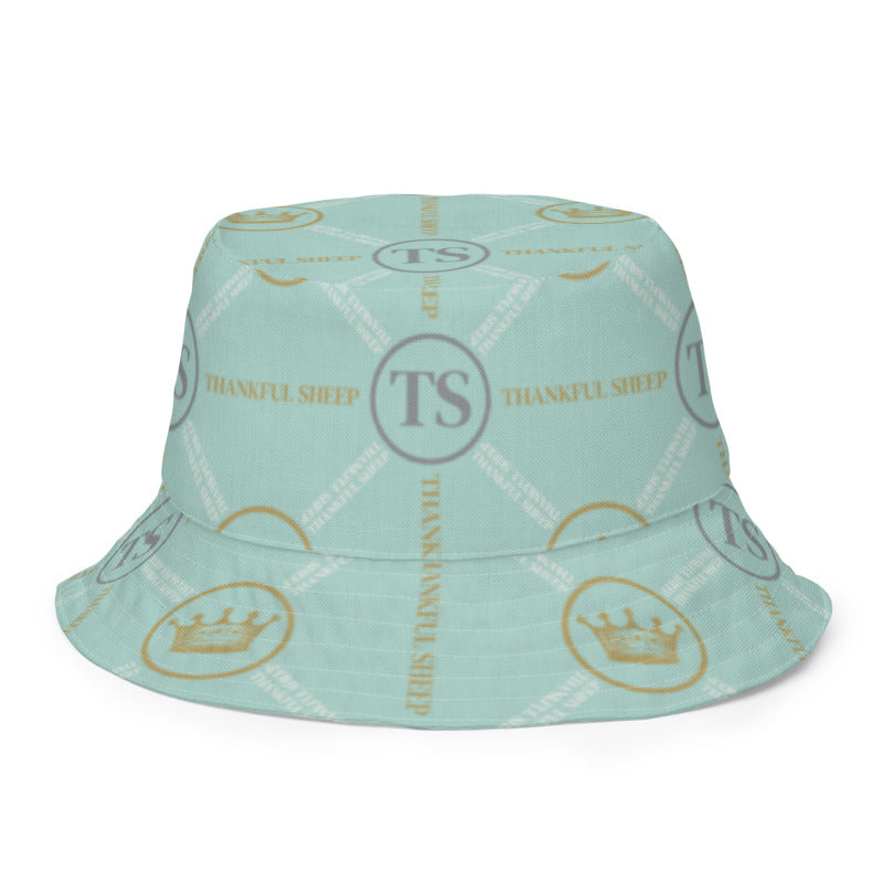 Thankful Sheep All Over Sheep and Circle Icons Reversible Bucket Hat