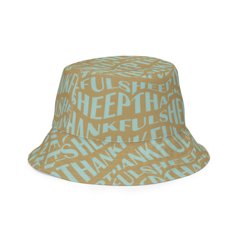 Thankful Sheep All Over Sheep and Circle Icons Reversible Bucket Hat
