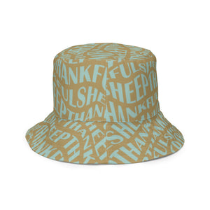 Thankful Sheep All Over Sheep and Circle Icons Reversible Bucket Hat