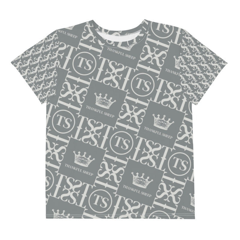 "Icons" Thankful Sheep Youth Boys and Girls Crew T-Shirt Grays