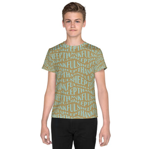 "All Over Sheep" Youth Boys and Girls Short Sleeve T-Shirt Teal/Gold