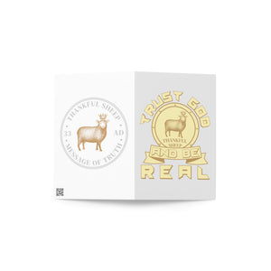 Thankful Sheep Be Real Greeting CardTrophy