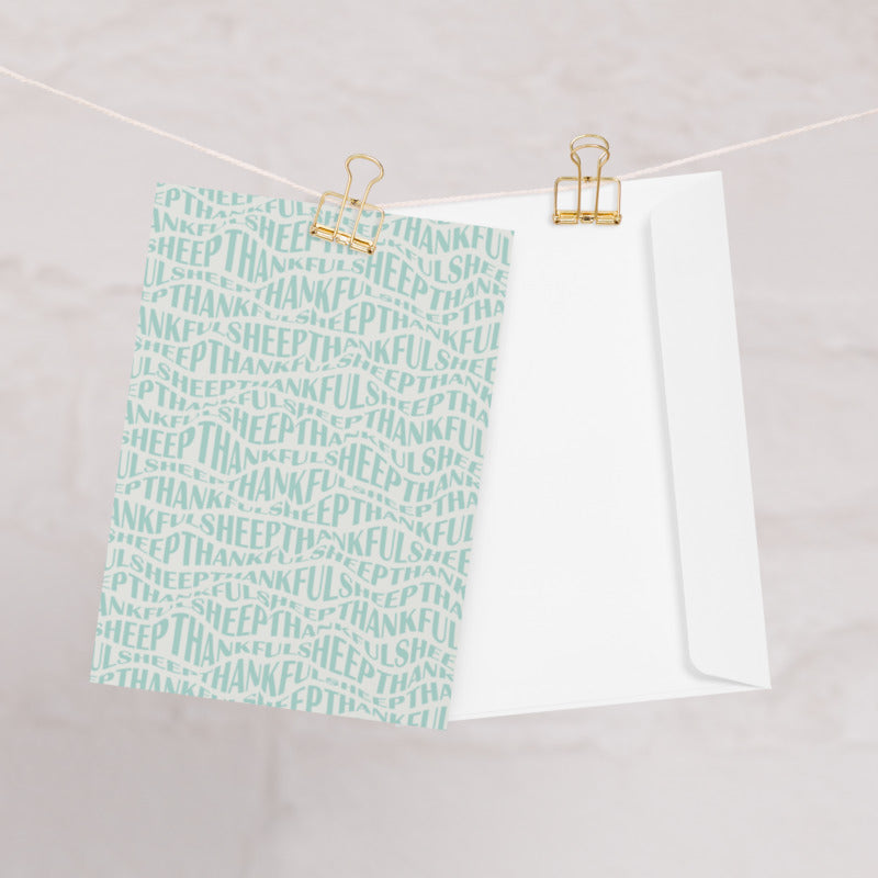 Thankful Sheep All Over Sheep Greeting Card