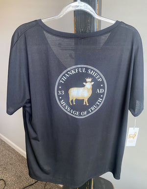 Thankful Sheep V-Neck T-Shirt Black