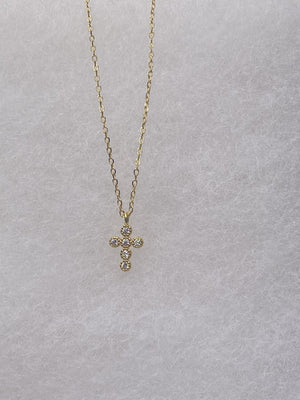 Thankful Sheep 925 Sterling Silver CZ Cross Necklace