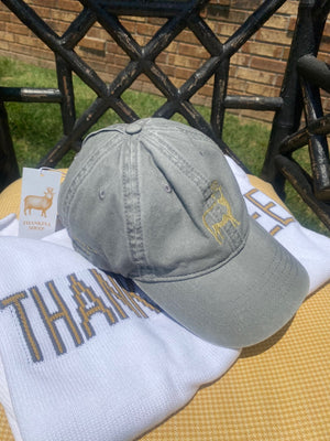 Thankful Sheep Embroidery Gray Hat Gold Stitching