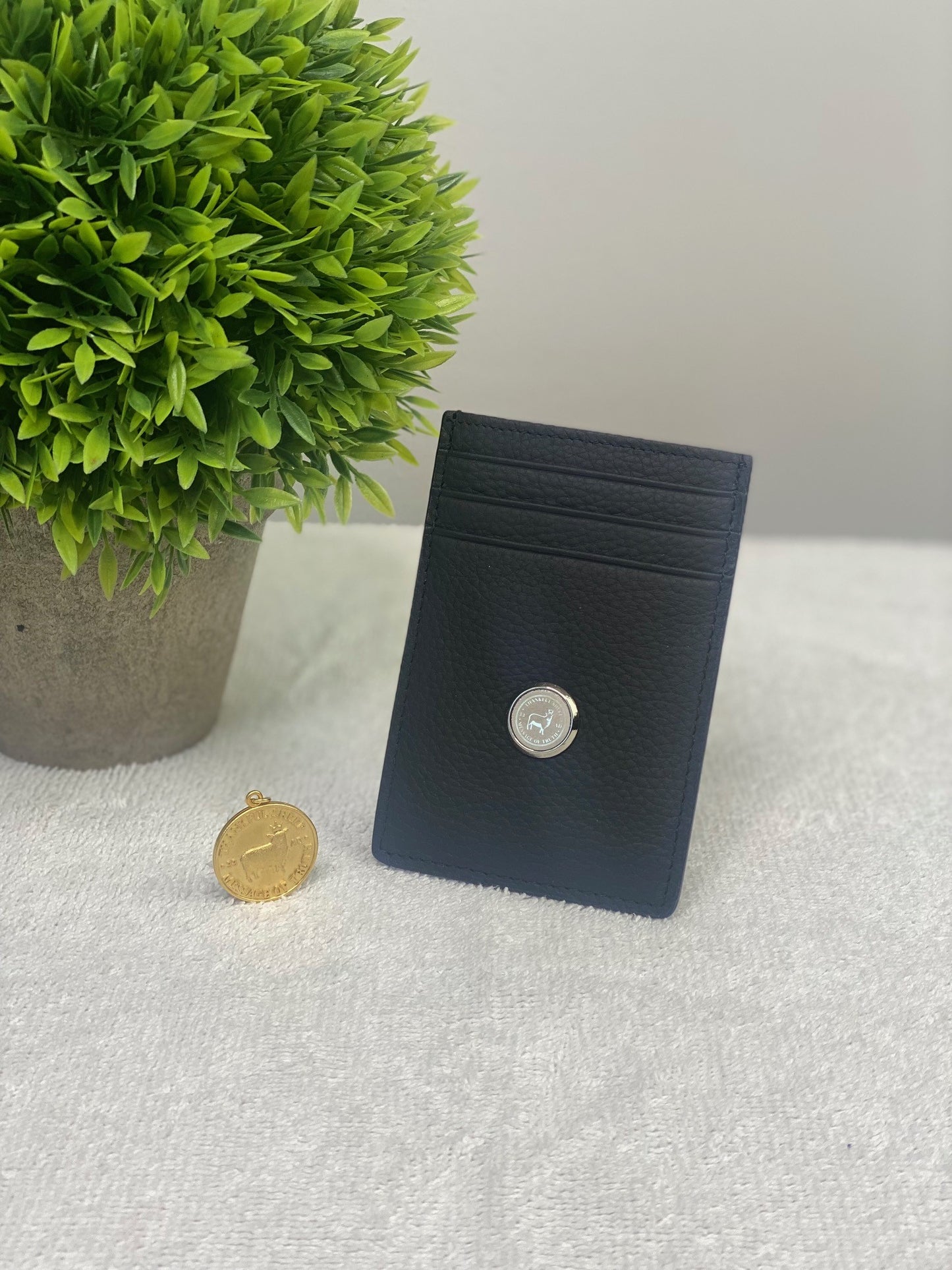 Thankful Sheep "Message of Truth" Medallion Leather Money Clip