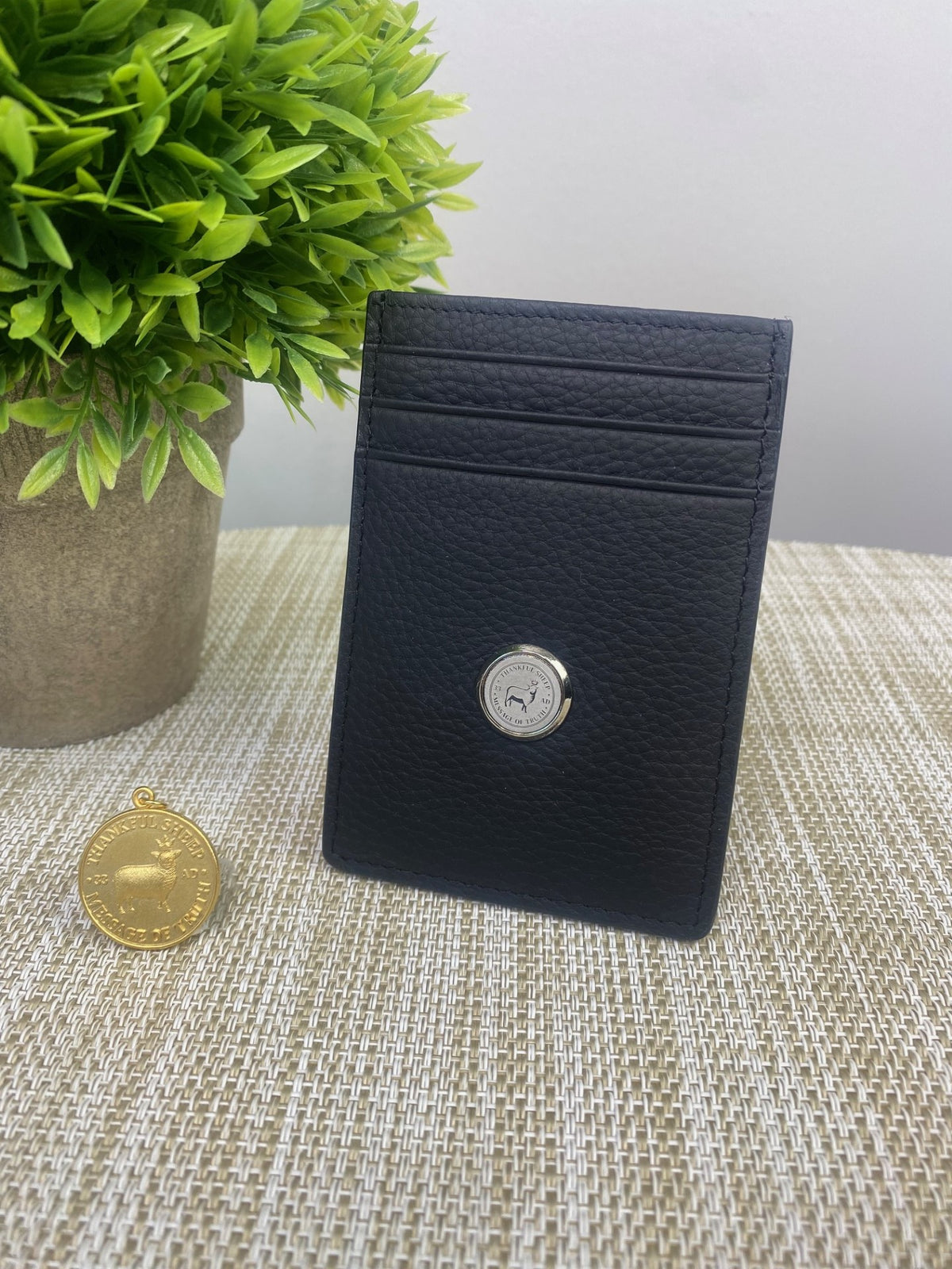 Thankful Sheep "Message of Truth" Medallion Leather Money Clip