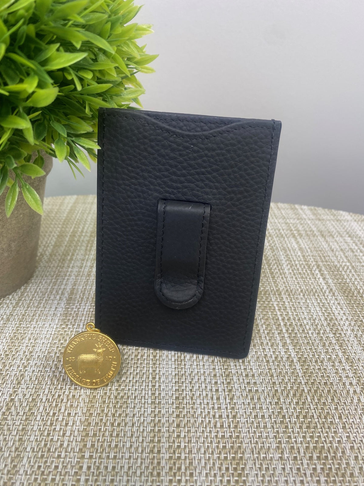 Thankful Sheep "Message of Truth" Medallion Leather Money Clip