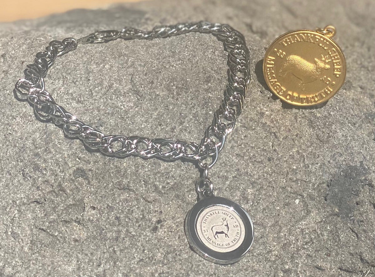 Thankful Sheep "Message of Truth" Charm Bracelet Silver