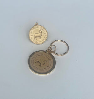 Thankful Sheep "Message of Truth" Medallion Key Ring Gold