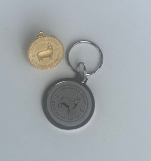 Thankful Sheep "Message of Truth" Medallion Key Ring Silver