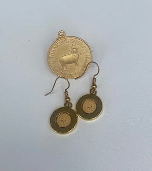 Thankful Sheep "Message of Truth" Drop Earrings Gold