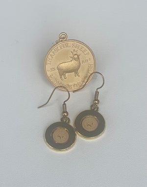 Thankful Sheep "Message of Truth" Drop Earrings Gold