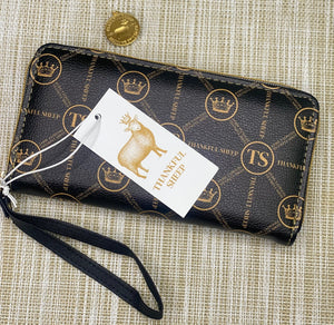 Thankful Sheep Circle Icons Zip Wallet With Strap