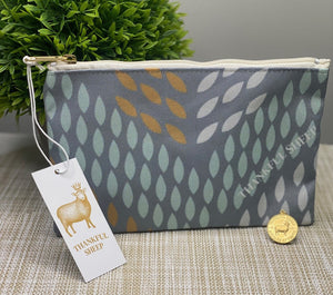 Thankful Sheep Whispers Zipper Pouch  Gray/Light Gray/Gold/Blue