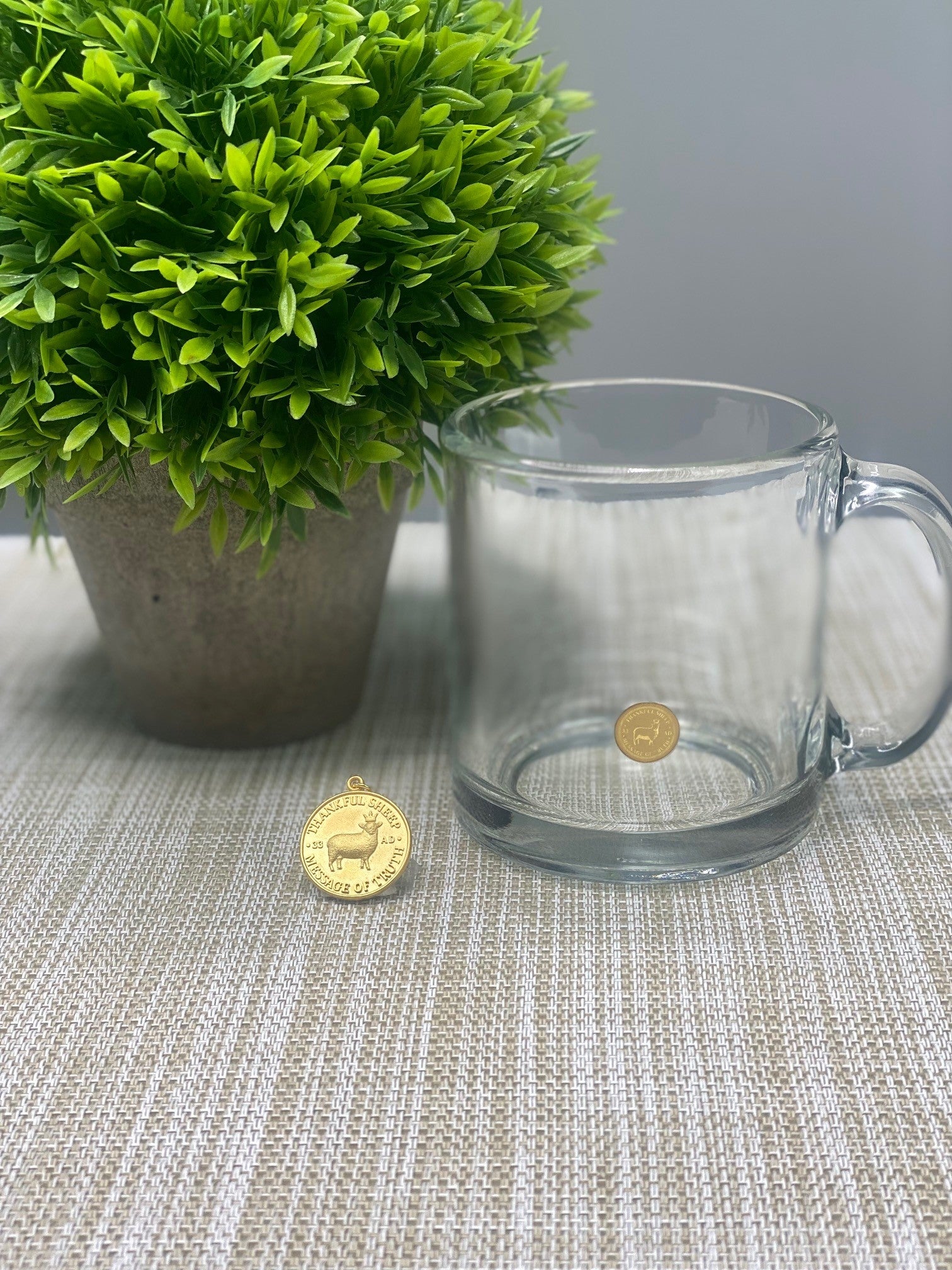 Thankful Sheep "Message of Truth" Medallion Crystal Mug