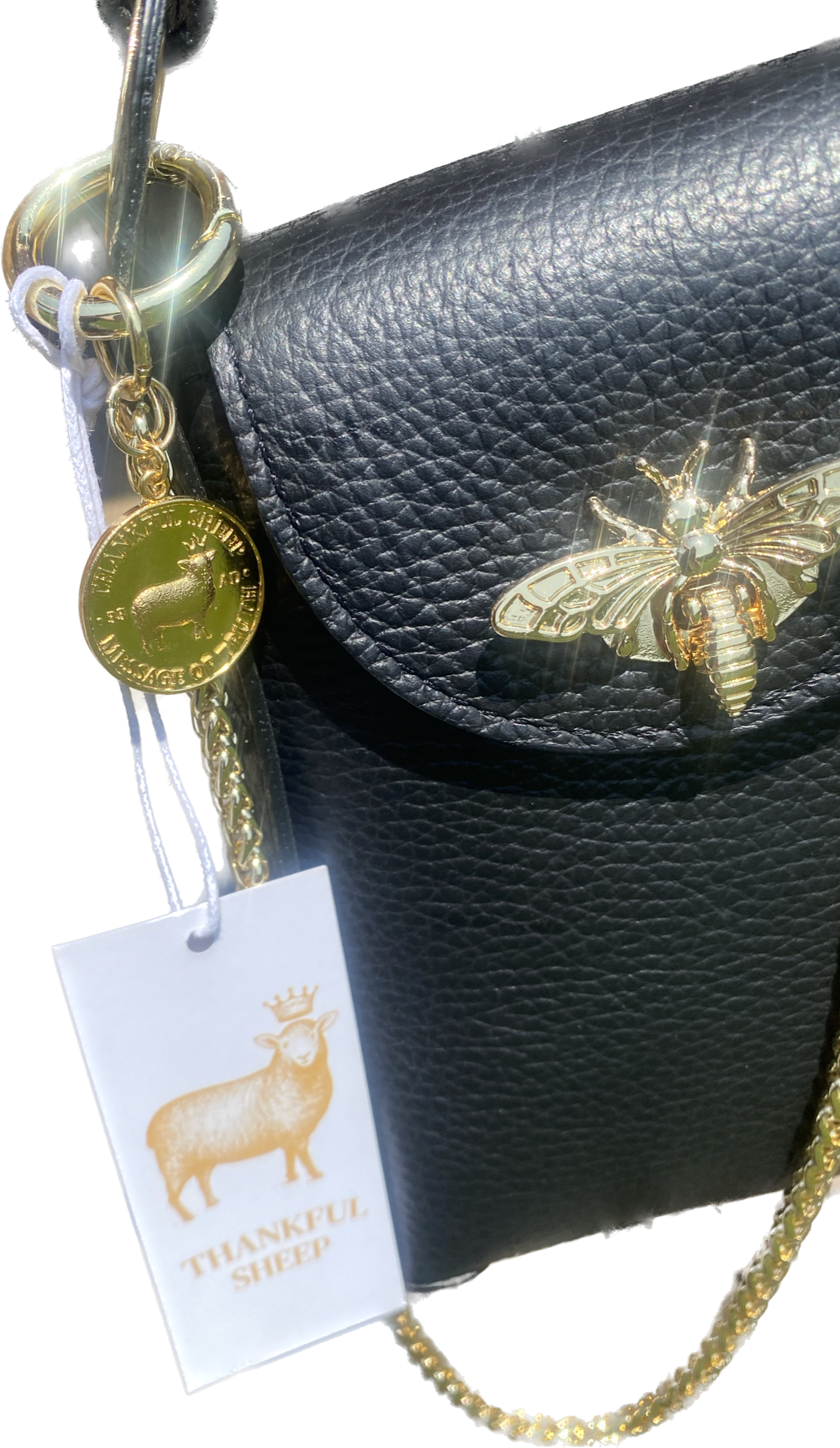 Leather "Bee" Small Crossbody in Black