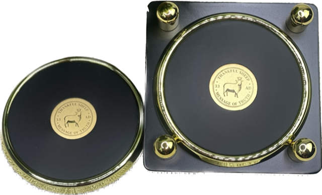 Thankful Sheep "Message of Truth" Medallion Leather Coaster Set