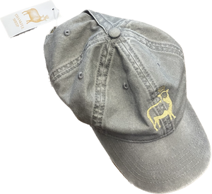 Thankful Sheep Embroidery Gray Hat Gold Stitching