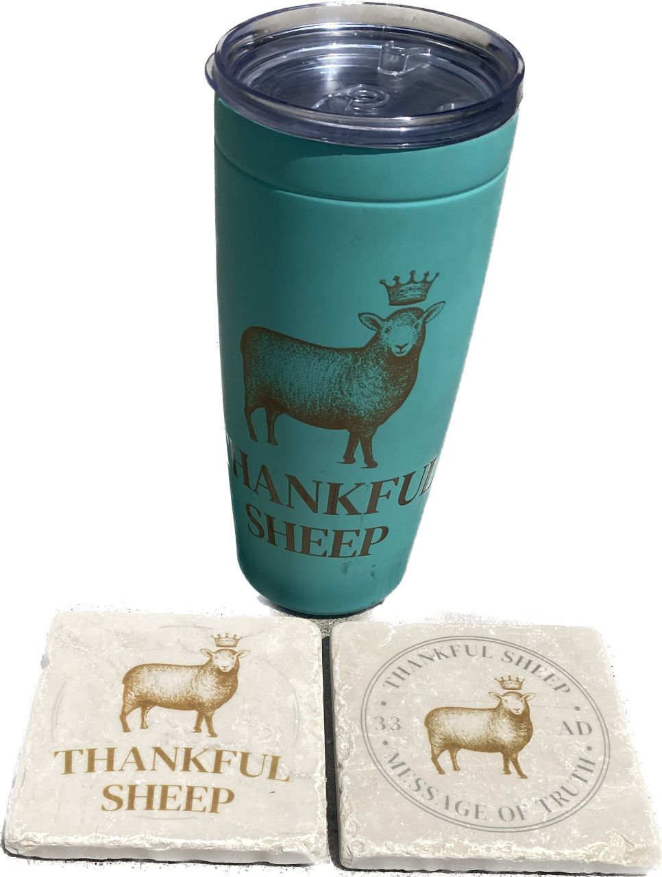 Thankful Sheep Message of Truth Stone Coaster